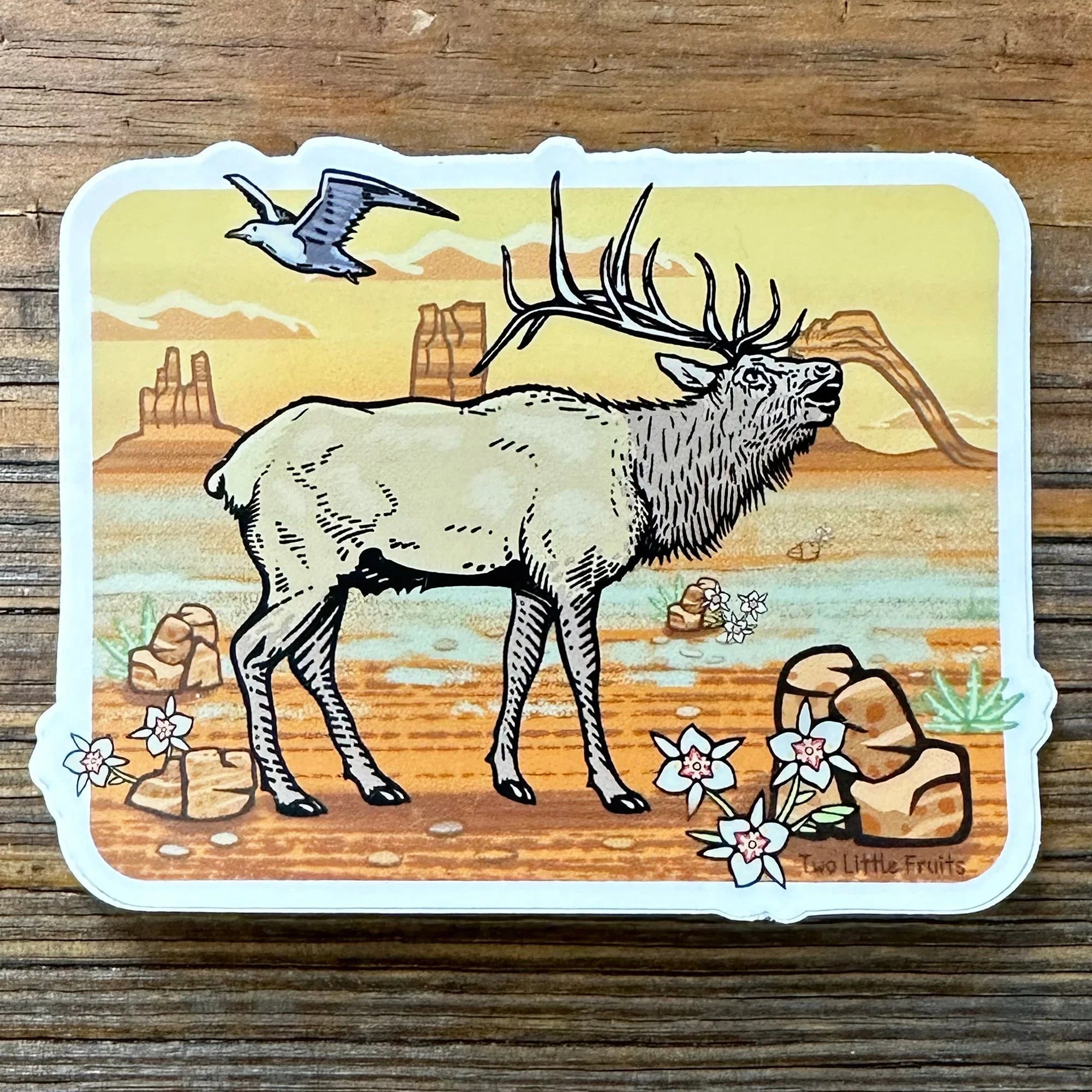 Elk illustrated vinyl sticker by Two Little Fruits