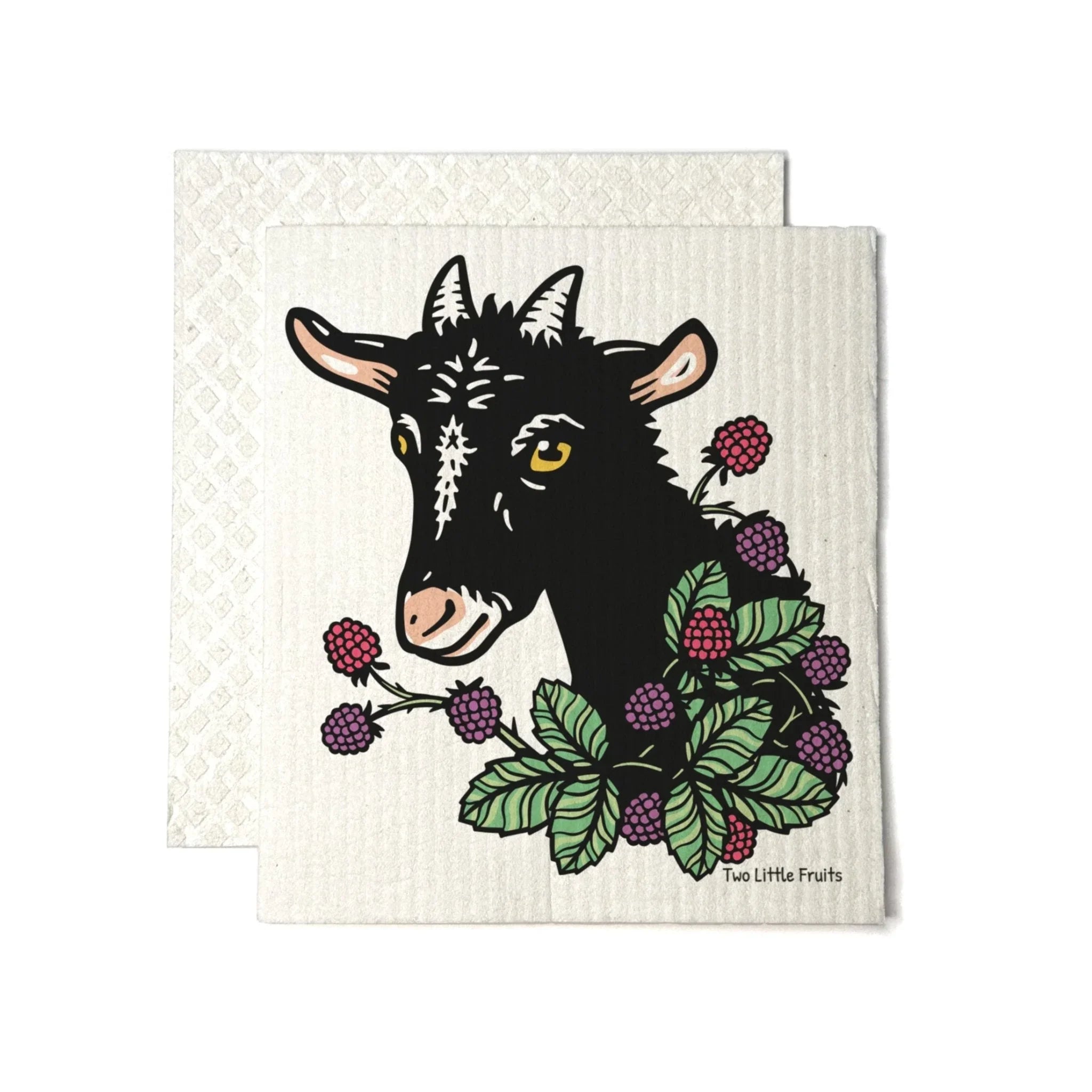 Goat illustrated swedish dishcloth by Two Little Fruits