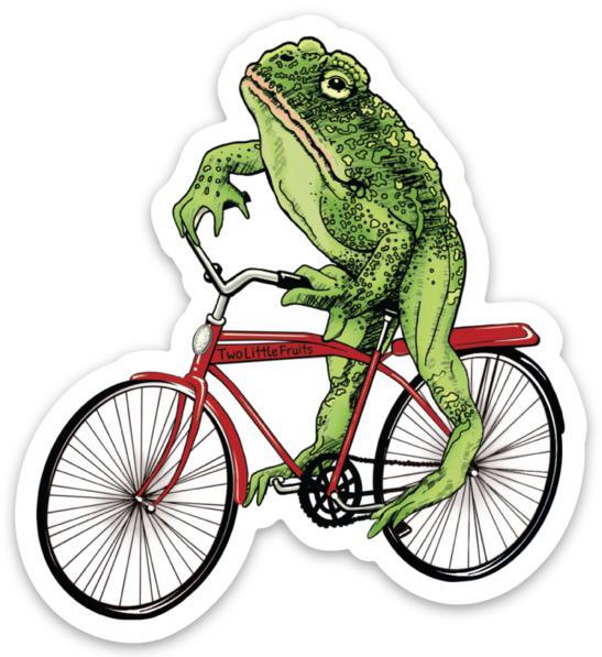 Unique Frog Art Stickers - Durable Vinyl Toadster Frog On Vintage Bicycle, Weatherproof Decal - Sticker - Two Little Fruits - Two Little Fruits