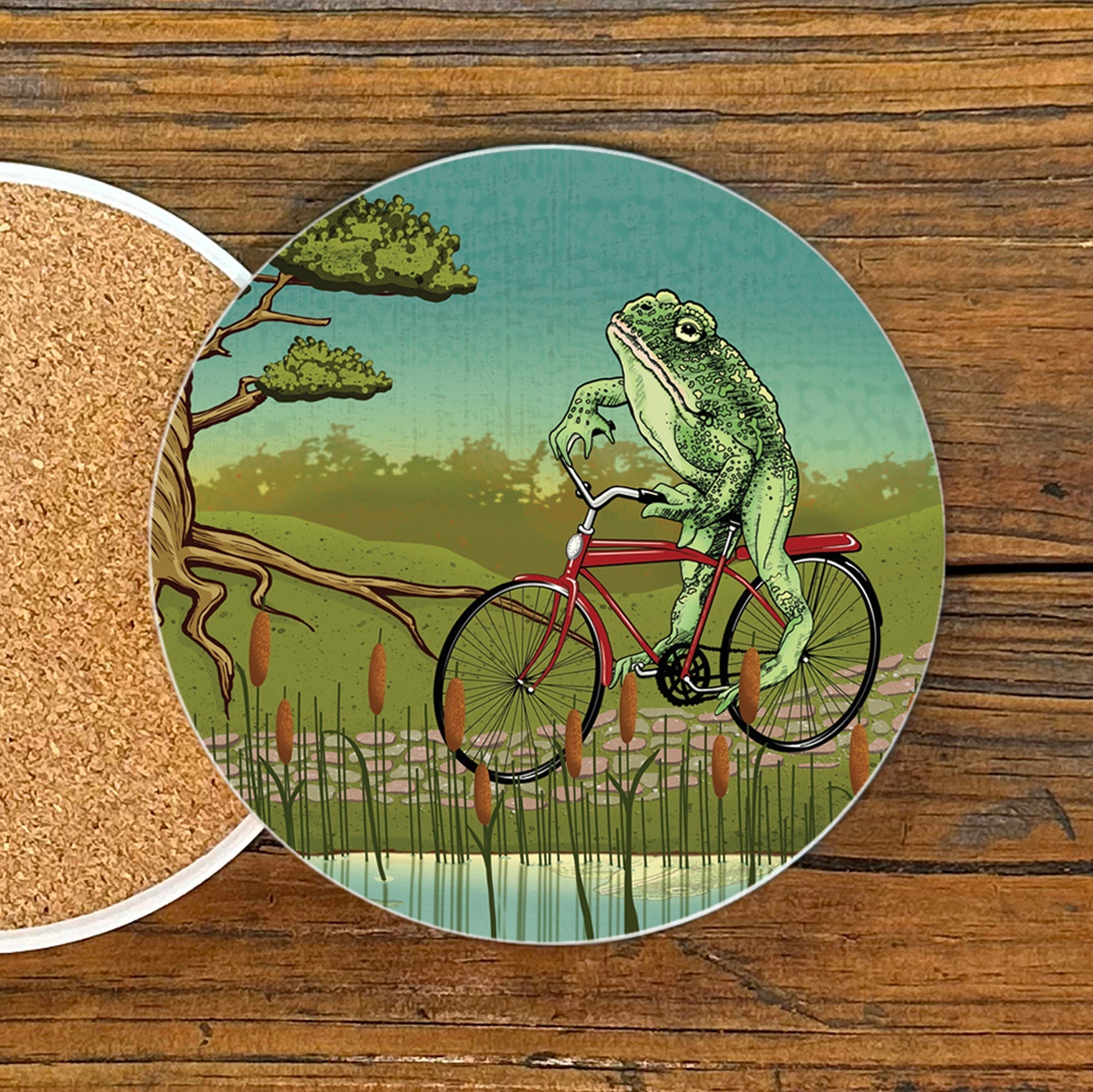 Frog Drink Coasters - Colorful 4" Ceramic Coasters with Cork Backing for Moisture Protection - Coasters - Two Little Fruits - Two Little Fruits