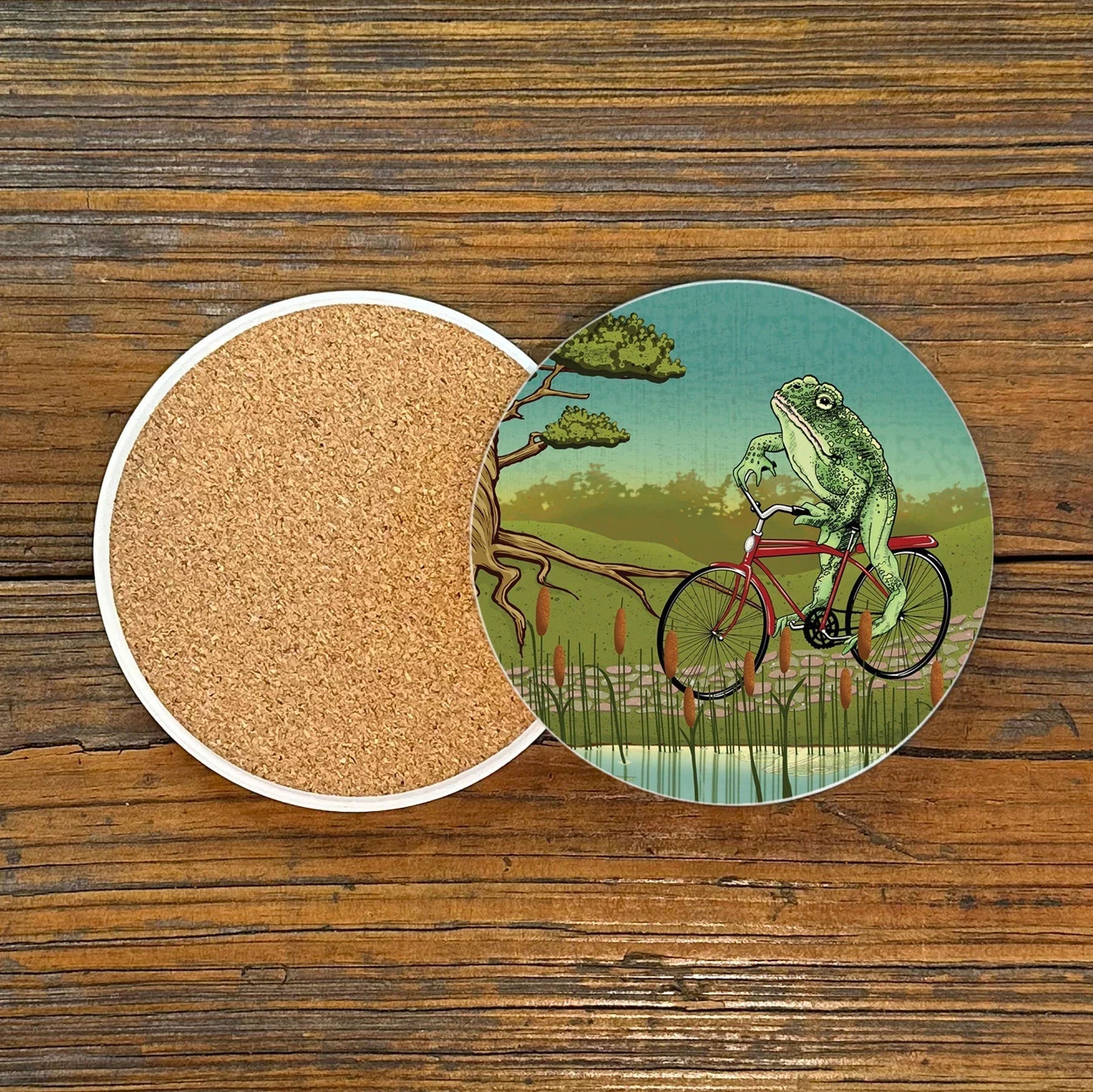 Frog Drink Coasters - Colorful 4" Ceramic Coasters with Cork Backing for Moisture Protection