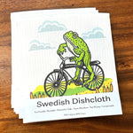 Frog On A Bike Compostable Kitchen Cloth - Eco - Friendly, Reusable, Biodegradable Dishcloth - Swedish Dish Cloth - Two Little Fruits - Two Little Fruits