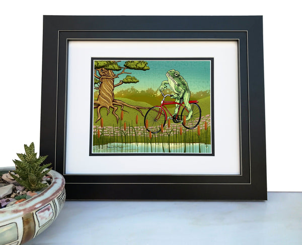 Frog on Bike Wall Art Print - Paper Prints - Two Little Fruits - Two Little Fruits