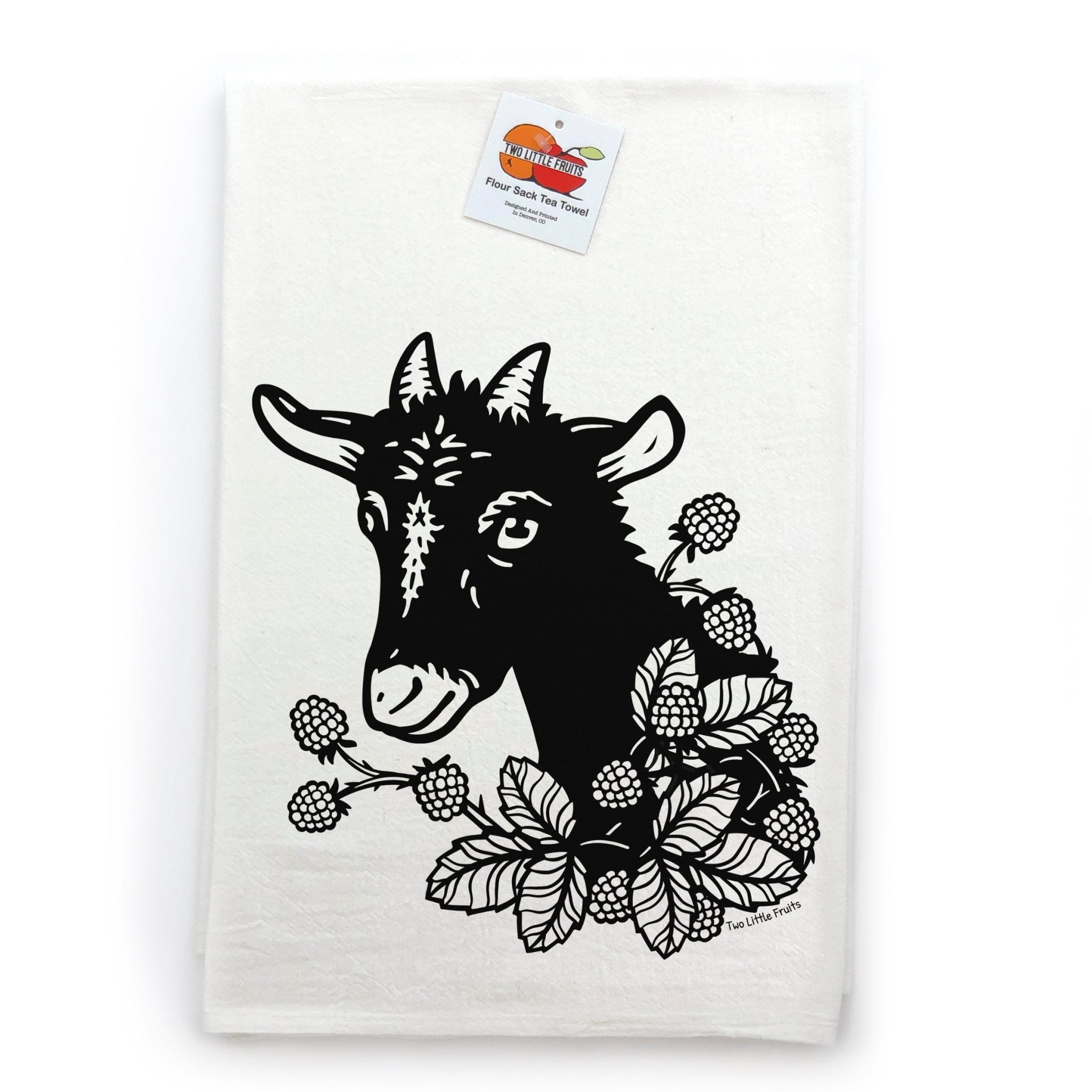 Fun Kitchen Towels: 100% Cotton Goat Tea Towel with Unique Illustrations, Made in USA - Tea Towels - Two Little Fruits - Two Little Fruits