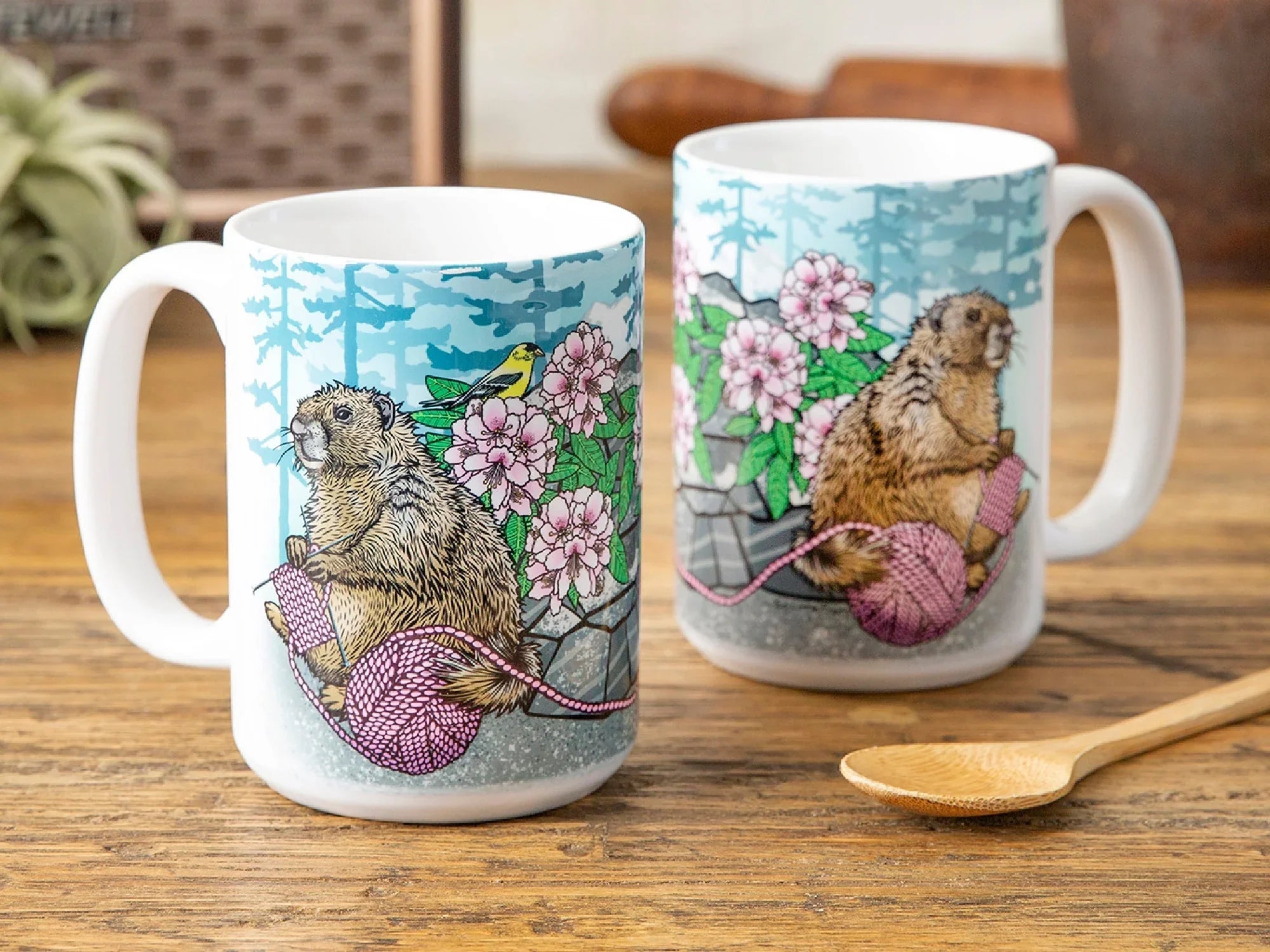 Fun Knitting Mug - 15 Oz Ceramic, Dishwasher & Microwave Safe, Adorable Marmot Design - Mug - Two Little Fruits - Two Little Fruits