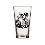 Fun Pint Glasses: 16 Oz Rabbit Illustrated Beer Glass - Dishwasher Safe, Perfect Gift - Pint Glass - Two Little Fruits - Two Little Fruits