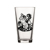 Fun Pint Glasses: 16 Oz Rabbit Illustrated Beer Glass - Dishwasher Safe, Perfect Gift - Pint Glass - Two Little Fruits - Two Little Fruits