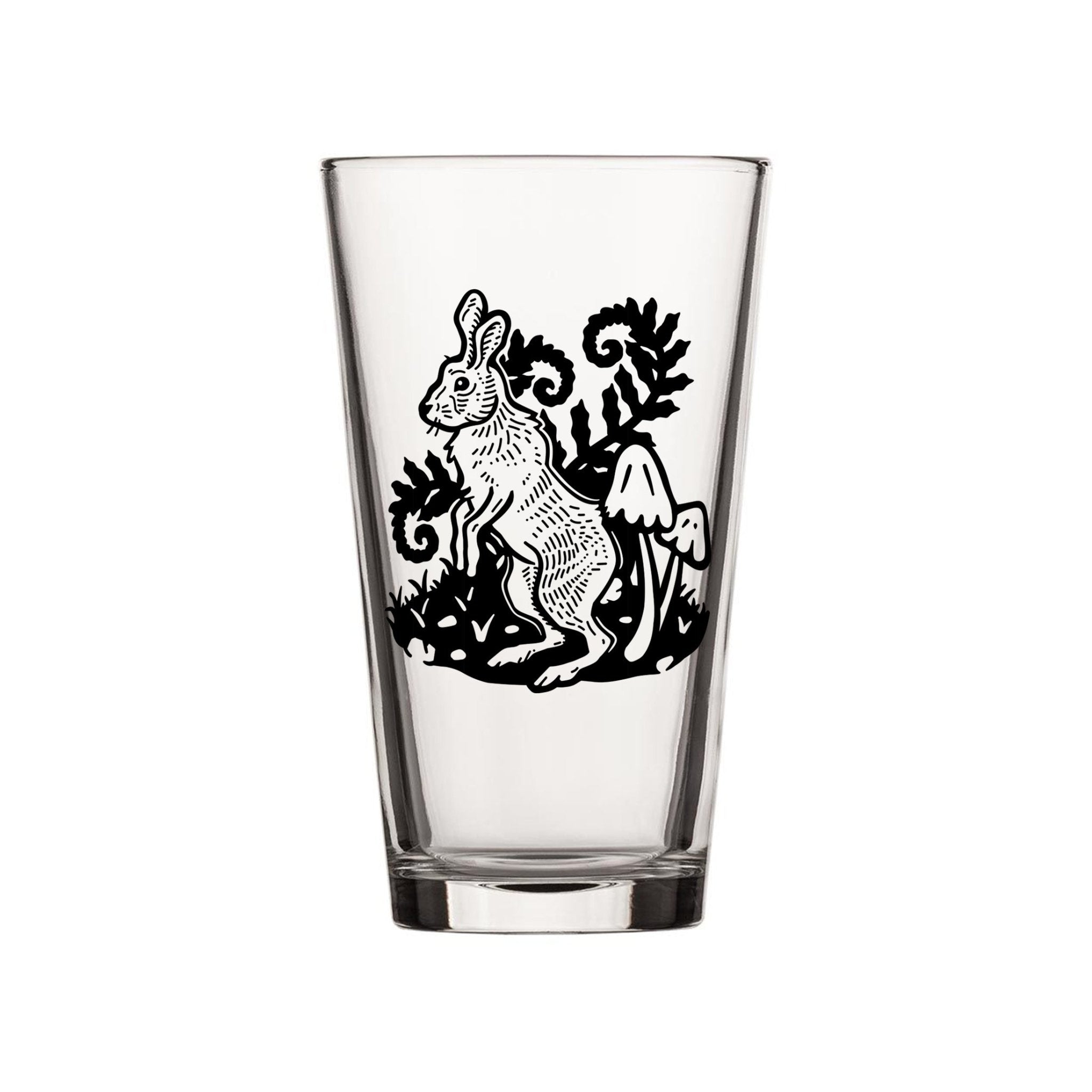 Fun Pint Glasses: 16 Oz Rabbit Illustrated Beer Glass - Dishwasher Safe, Perfect Gift - Pint Glass - Two Little Fruits - Two Little Fruits