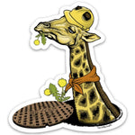 Funny Animal Stickers - Lunch Break Giraffe Construction Worker, Durable Vinyl Decal 3.6" x 4" - Sticker - Two Little Fruits - Two Little Fruits