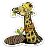 Funny Animal Stickers - Lunch Break Giraffe Construction Worker, Durable Vinyl Decal 3.6" x 4" - Sticker - Two Little Fruits - Two Little Fruits