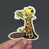 Funny Animal Stickers - Lunch Break Giraffe Construction Worker, Durable Vinyl Decal 3.6" x 4" - Sticker - Two Little Fruits - Two Little Fruits