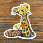 Funny Animal Stickers - Lunch Break Giraffe Construction Worker, Durable Vinyl Decal 3.6" x 4" - Sticker - Two Little Fruits - Two Little Fruits