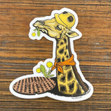 Funny Animal Stickers - Lunch Break Giraffe Construction Worker, Durable Vinyl Decal 3.6" x 4" - Sticker - Two Little Fruits - Two Little Fruits