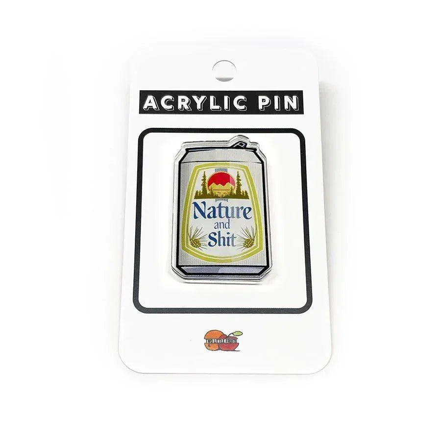 Beer Pins - Nature And Shit Beer Can illustrated acrylic pin by Two Little Fruits
