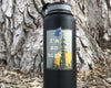Funny cannabis sticker displayed on a water bottle against a natural backdrop, highlighting the humorous message 'I'm So High' with a forest scene.