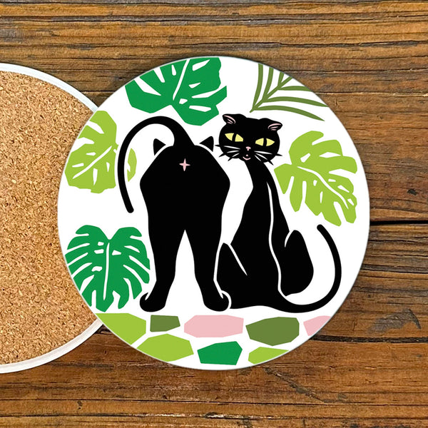 Funny Cat Drink Coaster - Two Little Fruits
