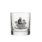 Funny Chicken Whiskey Glass - 10 Oz Black Rocks Glass With Original Artwork - Rocks Glass - Two Little Fruits - Two Little Fruits