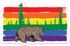 Colorful Gay Pride Rainbow Sticker of a delightful bear on a rainbow background, suitable for decorating various surfaces. Celebrate diversity with these fun gay pride stickers!