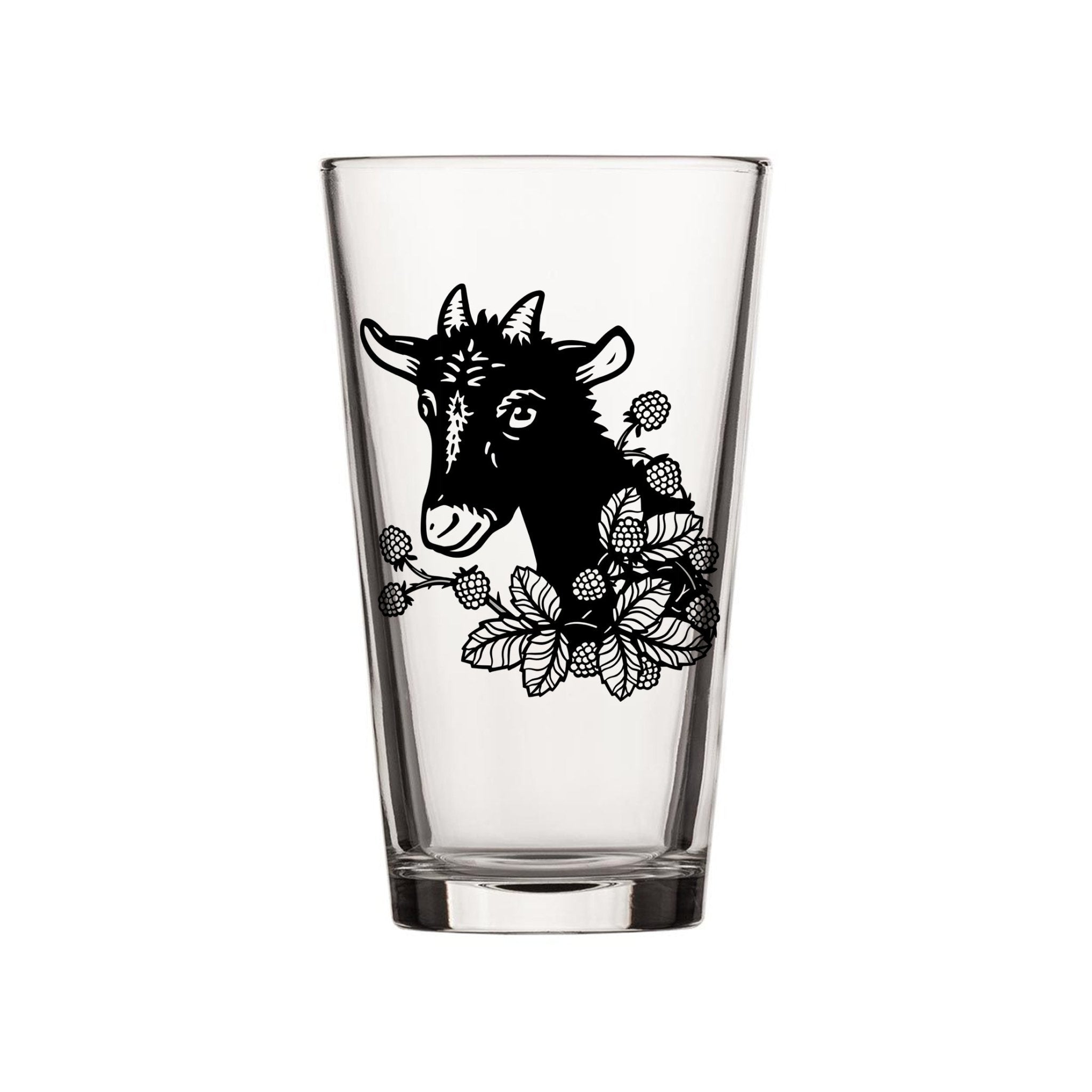 Goat Pint Glass - 16 Fl Oz, Durable Glass with Original Two Little Fruits Illustration - Pint Glass - Two Little Fruits - Two Little Fruits