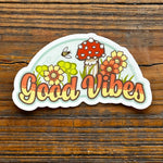 Good Vibes Mushroom Laptop Sticker - Durable, Waterproof, Scratch - Resistant Vinyl, 3 - 4 Inch Size - Sticker - Two Little Fruits - Two Little Fruits