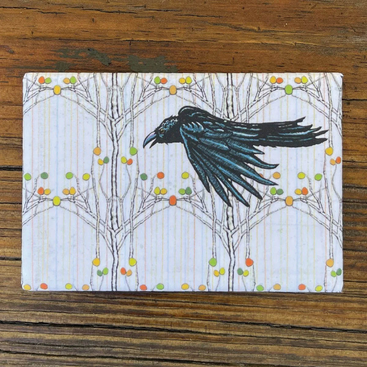 Gothic Crow illustrated fridge magnet by Two Little Fruits