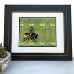Green Bee illustrated art print by Two Little Fruits