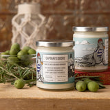 Green Olive Candle With Bergamot & Rosemary - 100Soy Wax, 40+ Hours Burn Time - Soy Candles - Two Little Fruits - Two Little Fruits