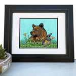 Grizzly Bear Art Print - Wildlife Animal Art Decor for Home or Office - 8x10 & 11x14 Sizes - Paper Prints - Two Little Fruits - Two Little Fruits