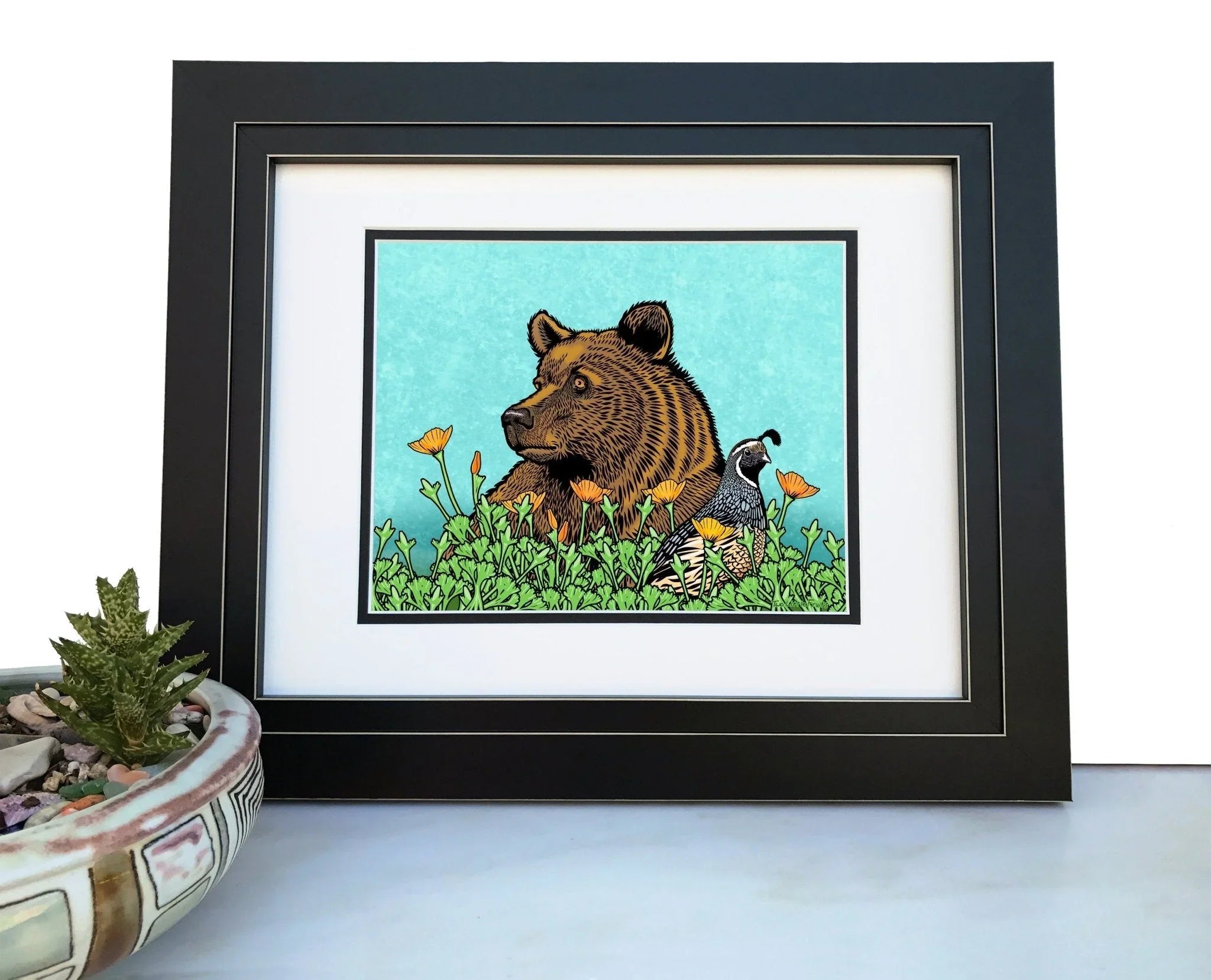 Grizzly Bear illustrated art print by Two Little Fruits