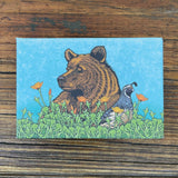 Grizzly Bear Magnet with California Poppies - Durable 2"x3" Art Magnet for Fridge - Fridge Magnets - Two Little Fruits - Two Little Fruits