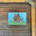 Grizzly Bear Magnet with California Poppies - Durable 2"x3" Art Magnet for Fridge - Fridge Magnets - Two Little Fruits - Two Little Fruits