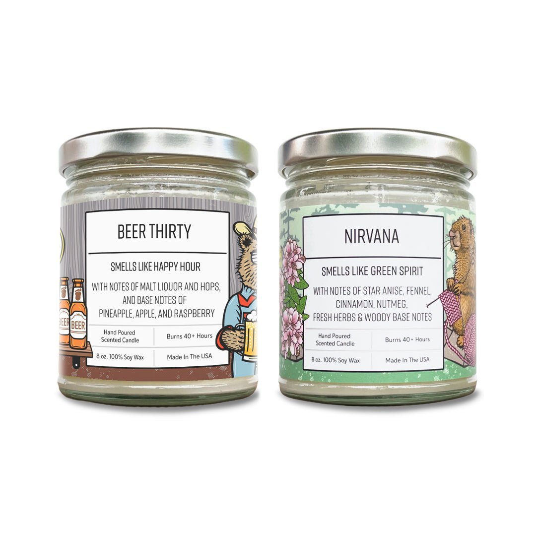 Happy Hour Scented Candle Gift Set - Beer and Absinthe Inspired 100% Soy Wax Candles - Soy Candles - Two Little Fruits - Two Little Fruits