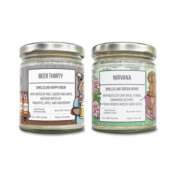 Happy Hour Soy Wax Beer and Absinthe Scented Candle Set - Two Little Fruits