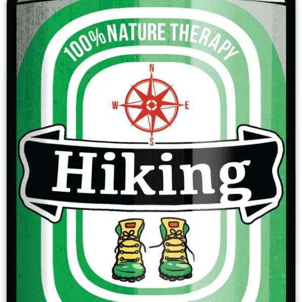 Durable Hiking Beer Can Sticker Design - Waterproof, UV Resistant Vinyl Decal for Outdoor Adventures