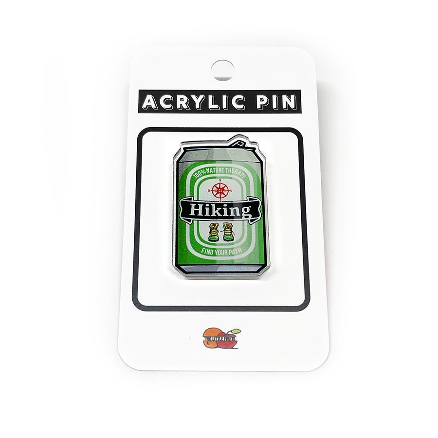 Hiking Boots Pin - Unique 1.25 Inch Beer Can Acrylic Design with Durable Rubber Clutch - Acrylic Pin - Two Little Fruits - Two Little Fruits