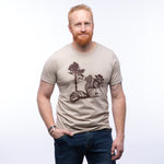 Hobo Squirrel T-Shirt - Eco - Friendly Dark Brown Print on Super - Soft Heather Tan Tee - Tee Shirts - Two Little Fruits - Two Little Fruits