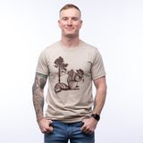 Hobo Squirrel T-Shirt - Eco - Friendly Dark Brown Print on Super - Soft Heather Tan Tee - Tee Shirts - Two Little Fruits - Two Little Fruits