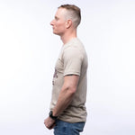 Hobo Squirrel T-Shirt - Eco - Friendly Dark Brown Print on Super - Soft Heather Tan Tee - Tee Shirts - Two Little Fruits - Two Little Fruits
