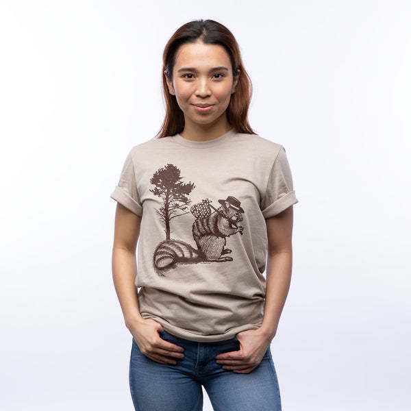Hobo Squirrel Tee - Tan - Two Little Fruits