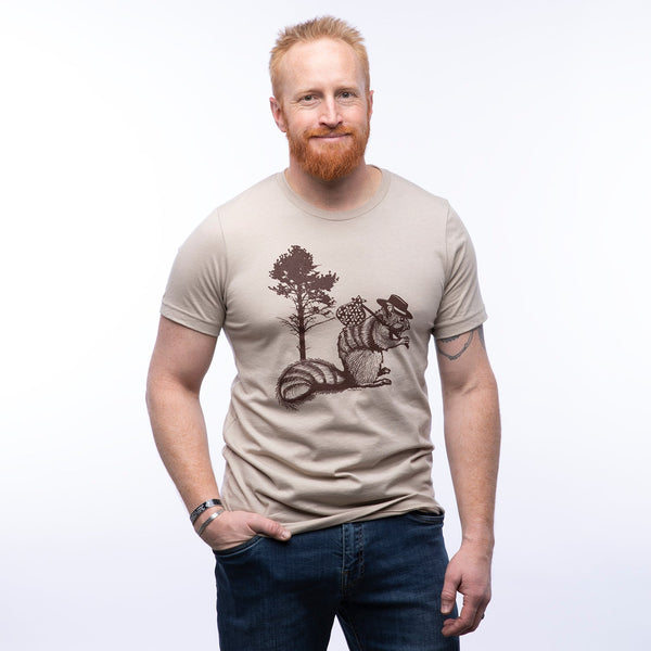 Hobo Squirrel Tee - Tan - Tee Shirts - Two Little Fruits - Two Little Fruits