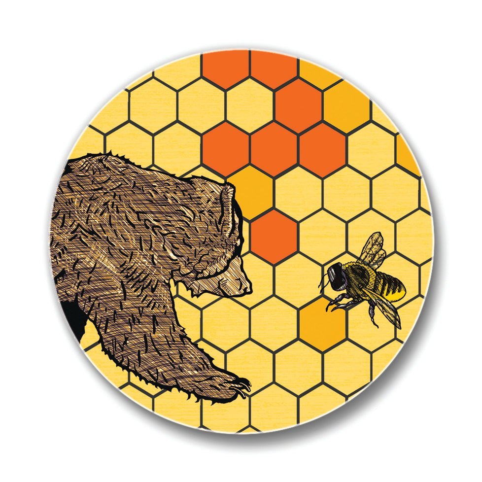 Honey Bear Ceramic Drink Coasters – Cork Backed - Coasters - Two Little Fruits - Two Little Fruits