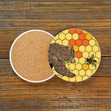 Honey Bear Ceramic Drink Coasters – Cork Backed - Coasters - Two Little Fruits - Two Little Fruits