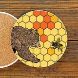 Honey Bear Ceramic Drink Coasters – Cork Backed - Coasters - Two Little Fruits - Two Little Fruits