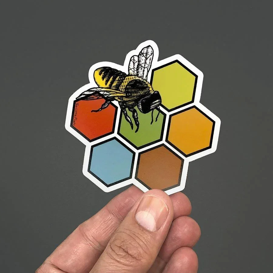 Colorful Honey Bee Sticker - Durable, Weatherproof Vinyl Decal - Sticker - Two Little Fruits - Two Little Fruits