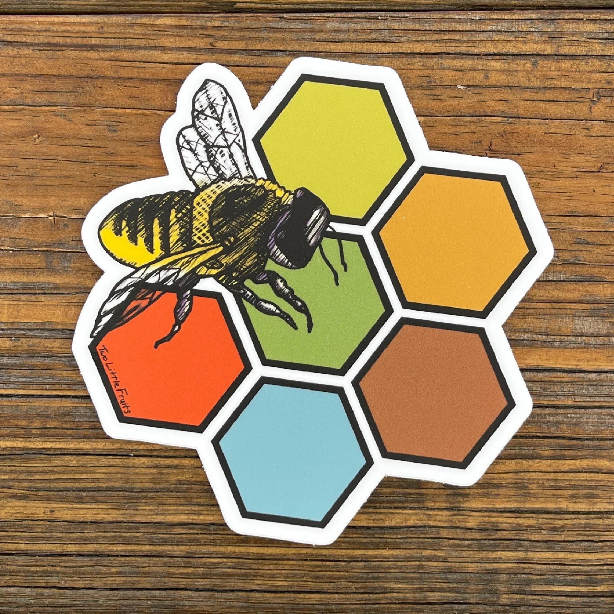 Honey Bee illustrated vinyl sticker by Two Little Fruits