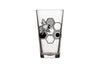 A single bee beer glass featuring a detailed illustration of a bee and honeycomb, ideal for enjoying your favorite beverages.