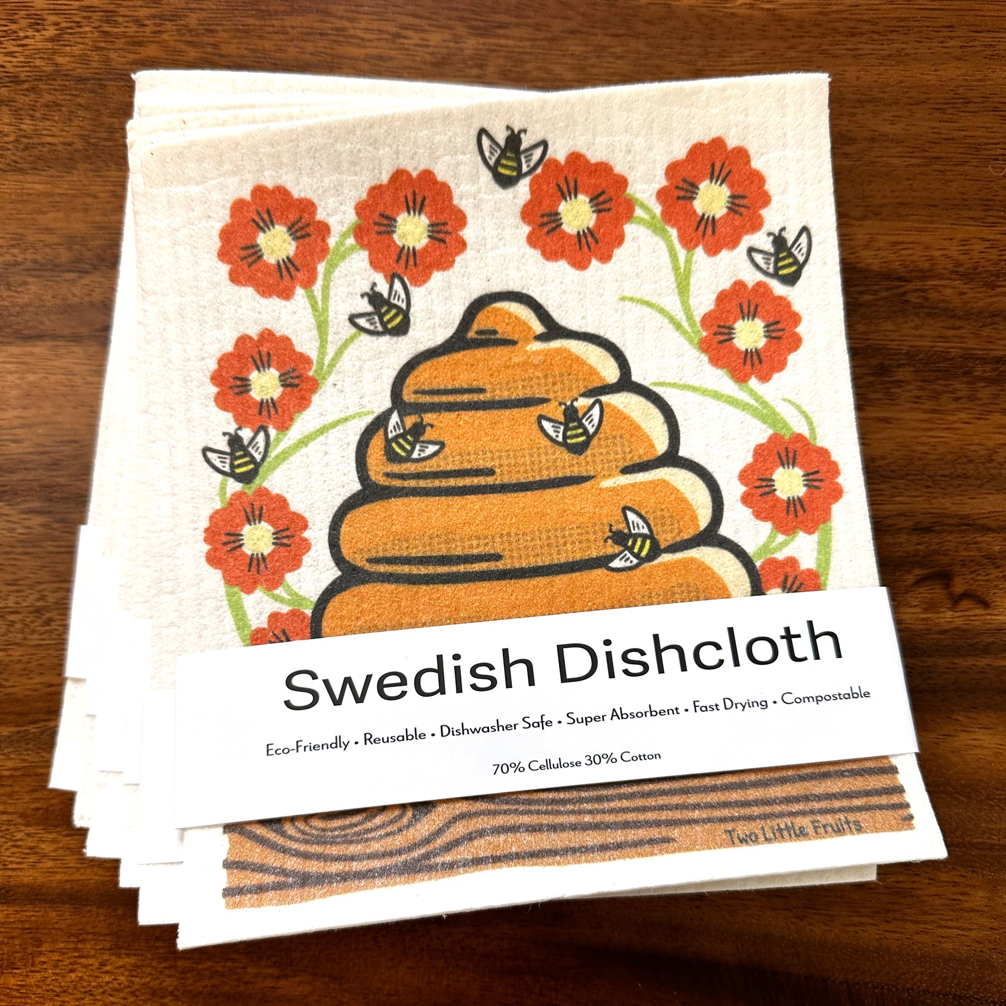 Honeybee Swedish Dishcloth - Swedish Dish Cloth - Two Little Fruits - Two Little Fruits