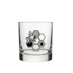Honeybee Whiskey Glass - 10 Oz Rocks Glass with Vibrant Bee & Honeycomb Design - Rocks Glass - Two Little Fruits - Two Little Fruits