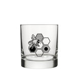 Honeybee Whiskey Glass - 10 Oz Rocks Glass with Vibrant Bee & Honeycomb Design - Rocks Glass - Two Little Fruits - Two Little Fruits