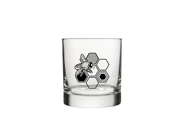 Honeybee Whiskey Glass - Rocks Glass - Two Little Fruits - Two Little Fruits